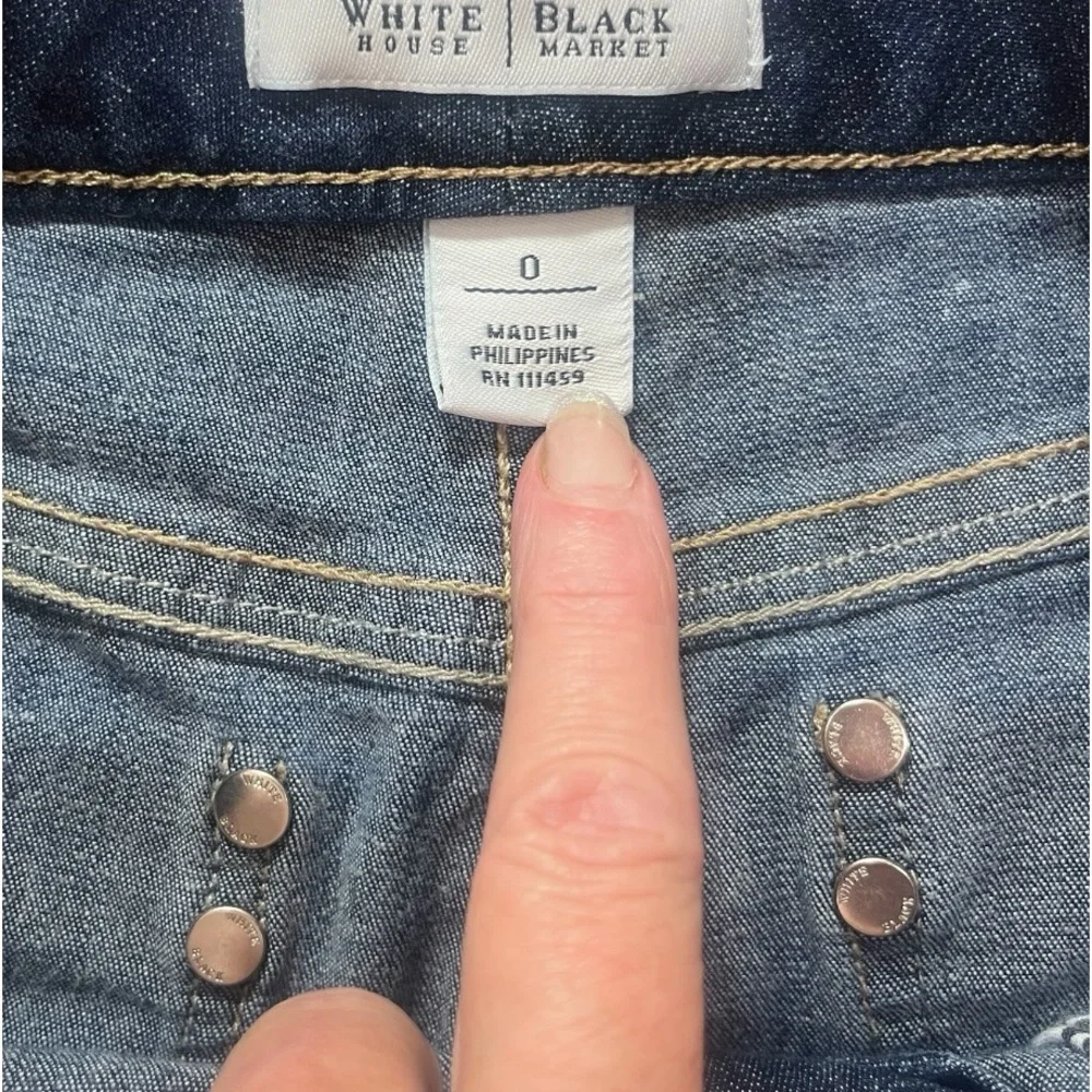 White House Black Market Cuffed Stretch Jean Shorts. - Picture 3 of 6